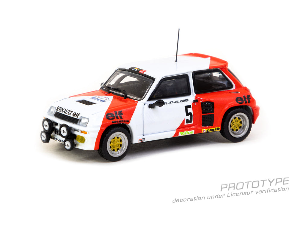 Tarmac Works 1:64 Renault 5 Turbo Rallye du Var 1982 Alain Prost / Jean-Marc Andrié T64-TL060-82RDV05