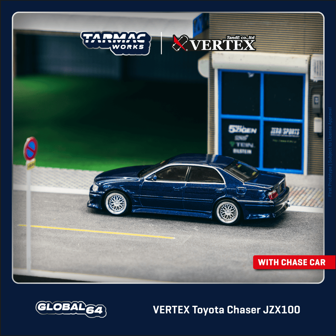 Tarmac Works 1:64 VERTEX Toyota Chaser JZX100 Blue Metallic T64G Tarmac Works 1:64 VERTEX Toyota Chaser JZX100 Blue Metallic T64G
