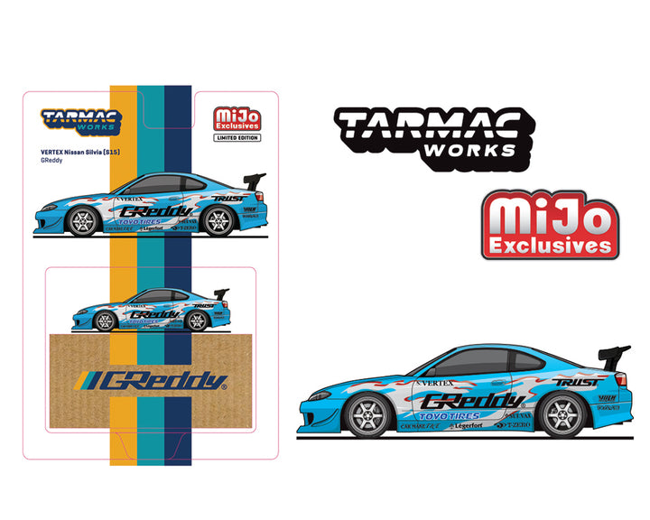 Tarmac Works x MIJO Exclusive 1:64 VERTEX Nissan Silvia (S15) GReddy T64G-023-GDY