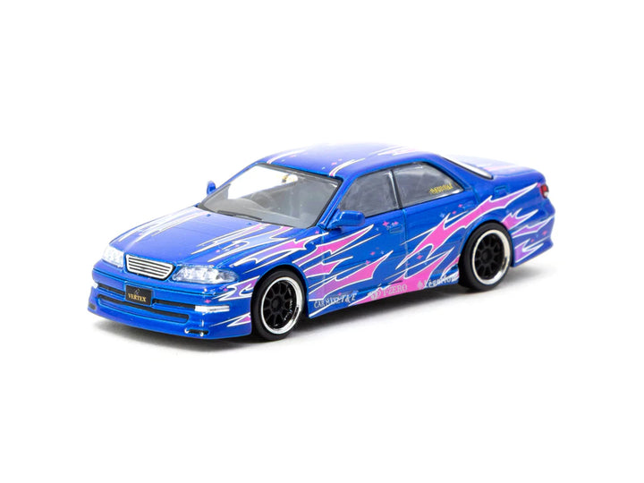 Tarmac Works 1:64 VERTEX Toyota Mark II JZX100 Blue Metallic T64G-024-BL