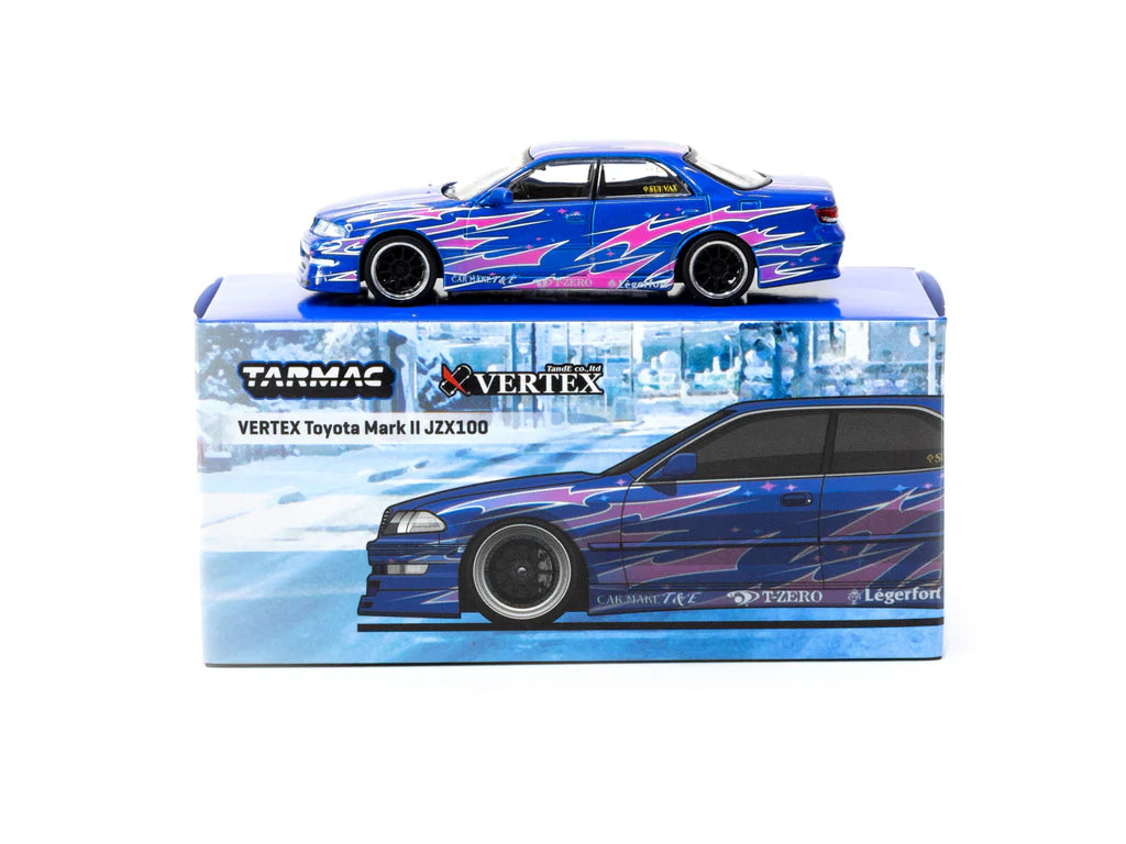 Tarmac Works 1:64 VERTEX Toyota Mark II JZX100 Blue Metallic T64G-024-BL