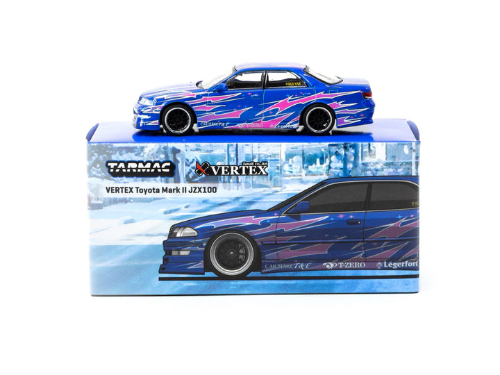 Tarmac Works 1:64 VERTEX Toyota Mark II JZX100 Blue Metallic T64G-024-BL