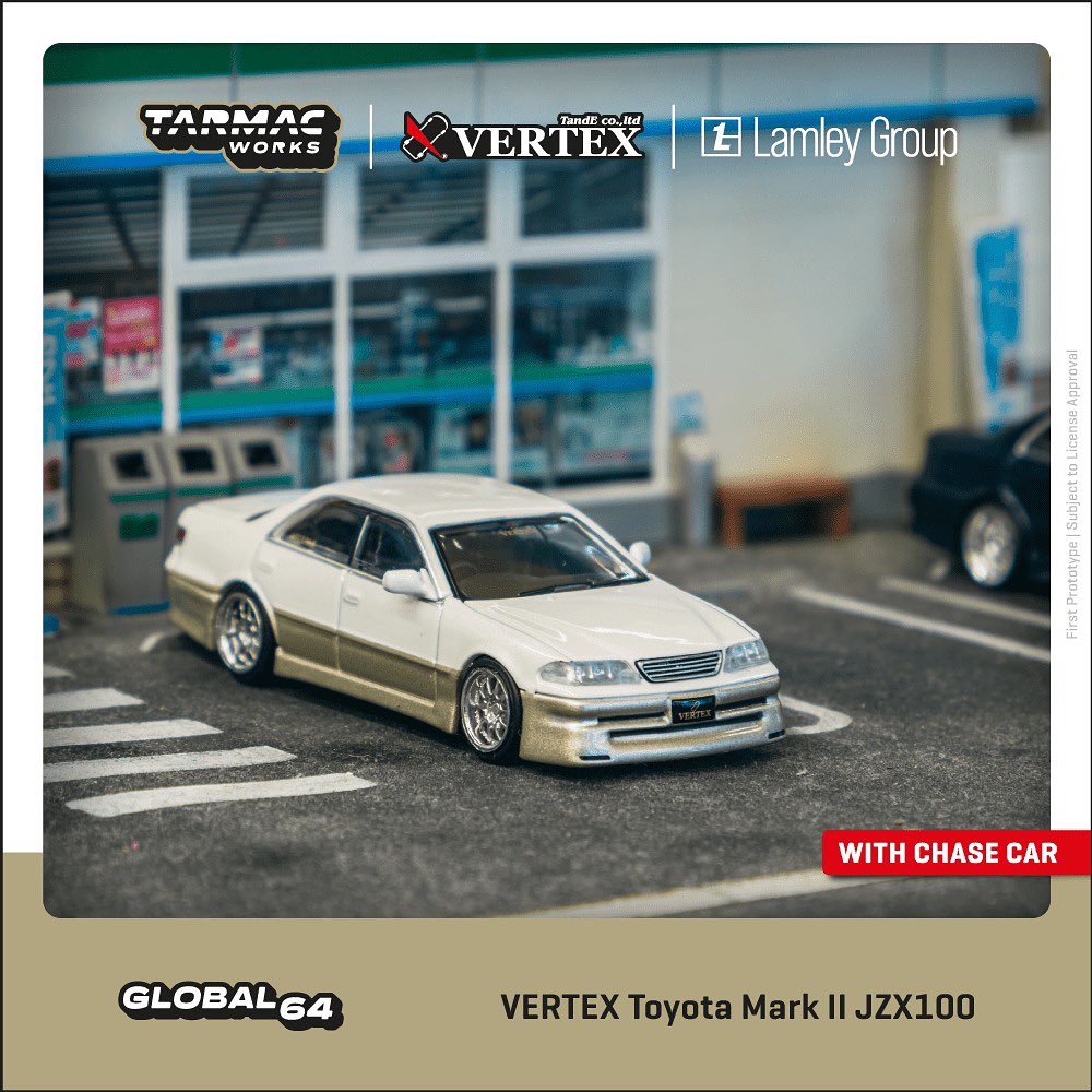 Tarmac Works 1:64 VERTEX Toyota Mark II JZX100 White Metallic Lamley Special Edition T64G-024-WH