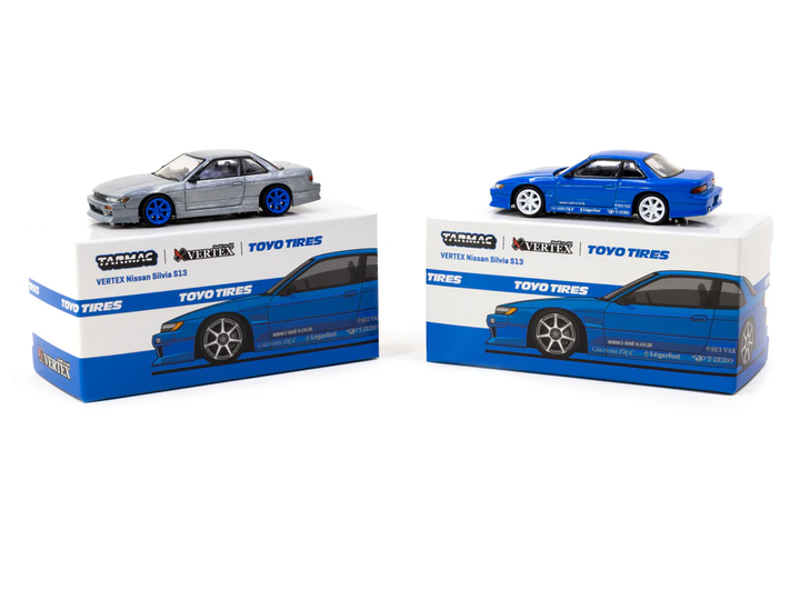 Tarmac Works 1:64 VERTEX Nissan Silvia S13 TOYO TIRES – Blue Metallic – Global64