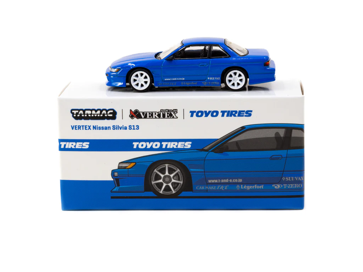 Tarmac Works 1:64 VERTEX Nissan Silvia S13 TOYO TIRES – Blue Metallic – Global64