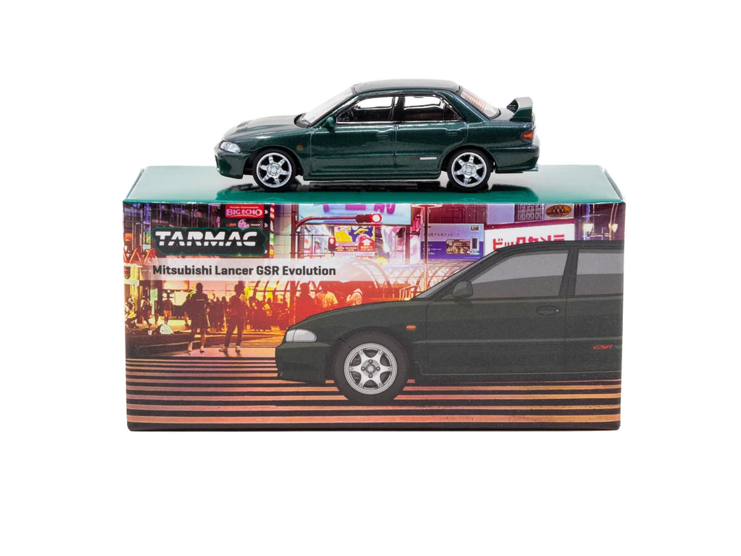 Tarmac Works 1:64 Mitsubishi Lancer GSR Evolution – Green Metallic – Global64 – MiJo Exclusives T64G-048-GR