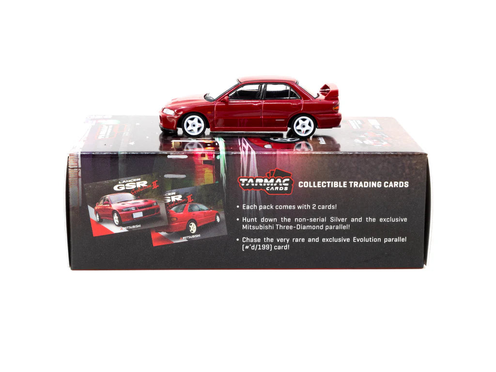 Tarmac Works 1:64 Mitsubishi Lancer GSR Evolution II Red (cards included) T64G-049-RE