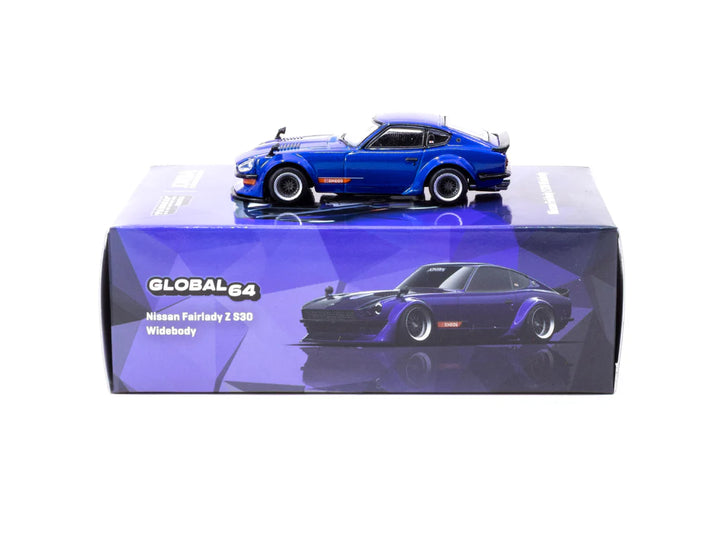 Tarmac Works 1:64 Nissan Fairlady Z S30 Widebody - Designed by Jon Sibal Blue T64G-062-BL