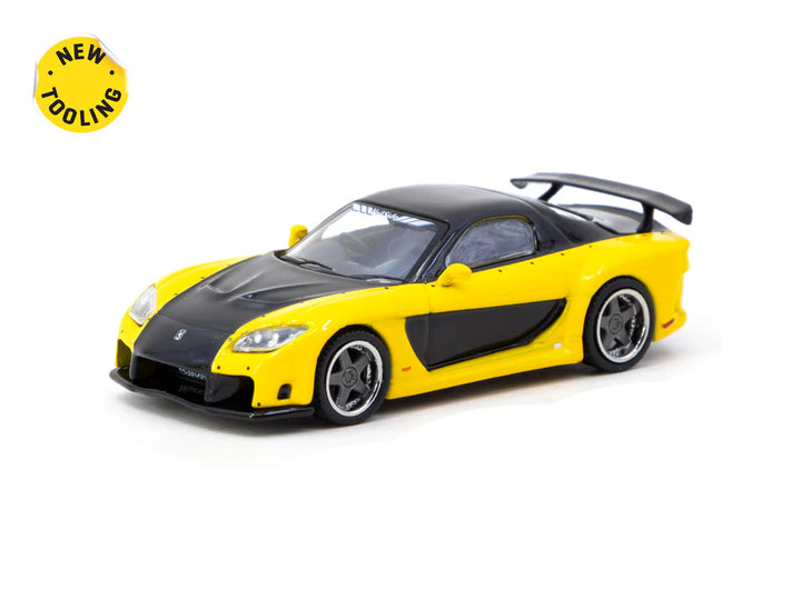 Tarmac Works 1:64 Mazda RX-7 VeilSide Fortune7 Yellow / Black T64G-075-YE