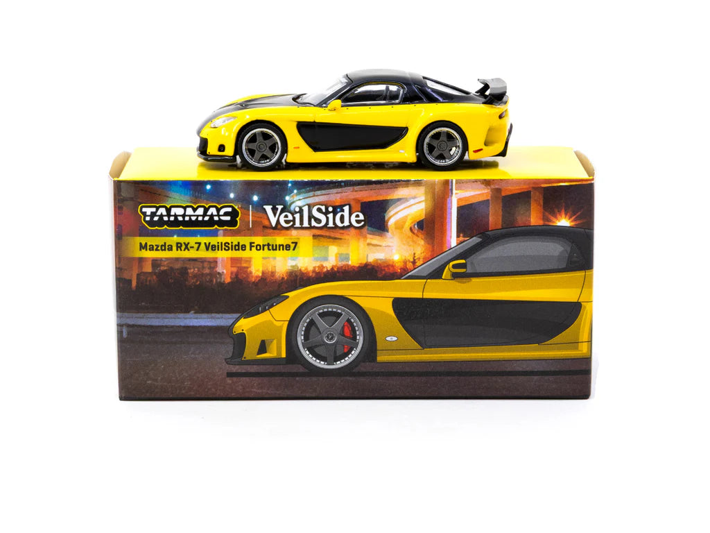 Tarmac Works 1:64 Mazda RX-7 VeilSide Fortune7 Yellow / Black T64G-075-YE