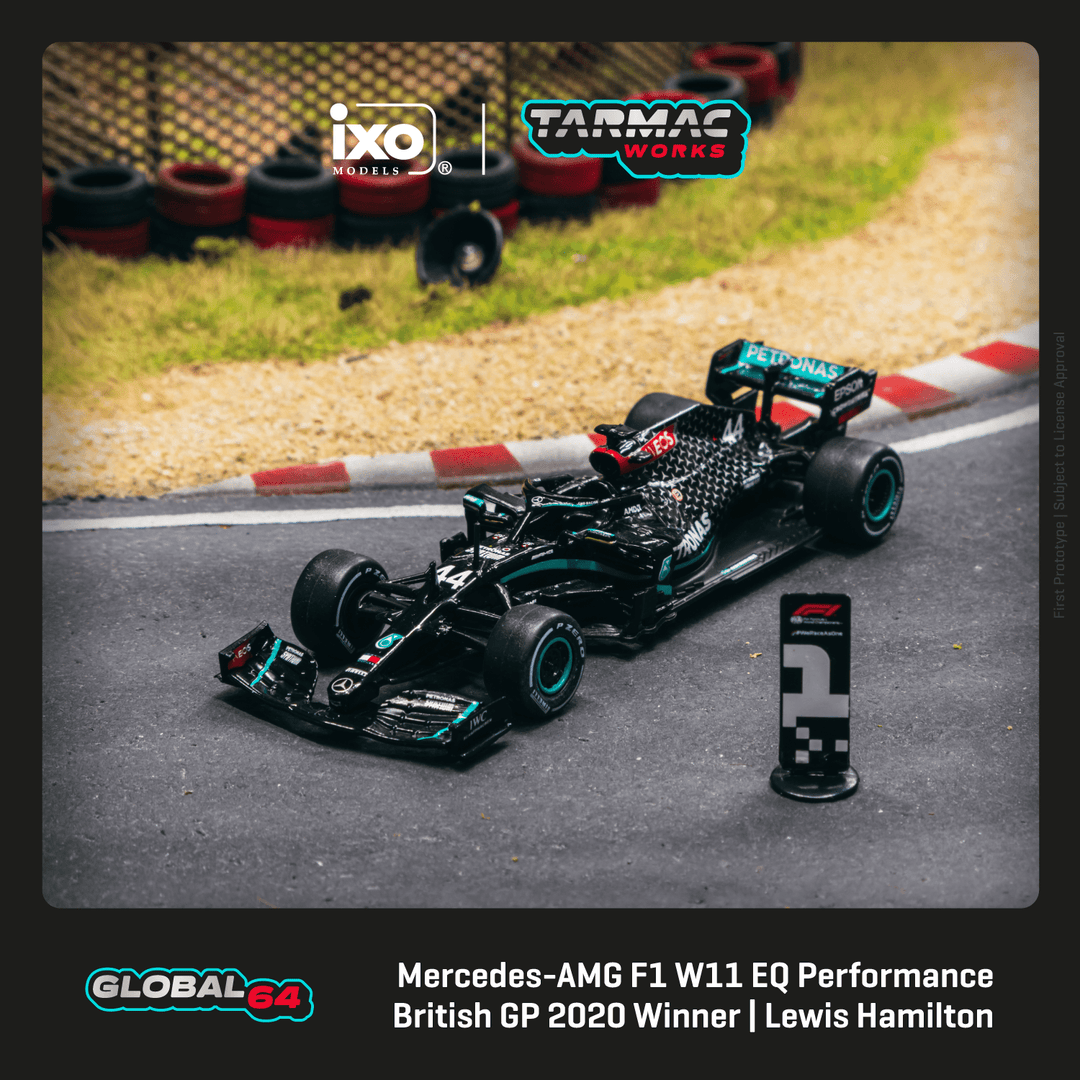 Tarmac Works 1:64 Mercedes-AMG F1 W11 EQ Performance British Grand Prix 2020 Winner Lewis Hamilton T64G-F036-LH4