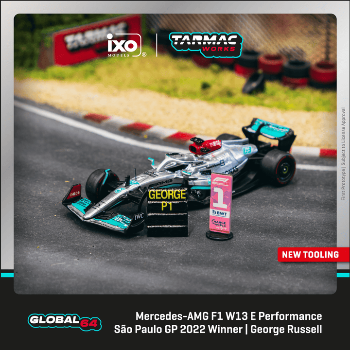 Tarmac Works 1:64 Mercedes-AMG F1 W13 E Performance Sao Paulo Grand Prix 2022 Winner George Russell T64G-F044-GR1