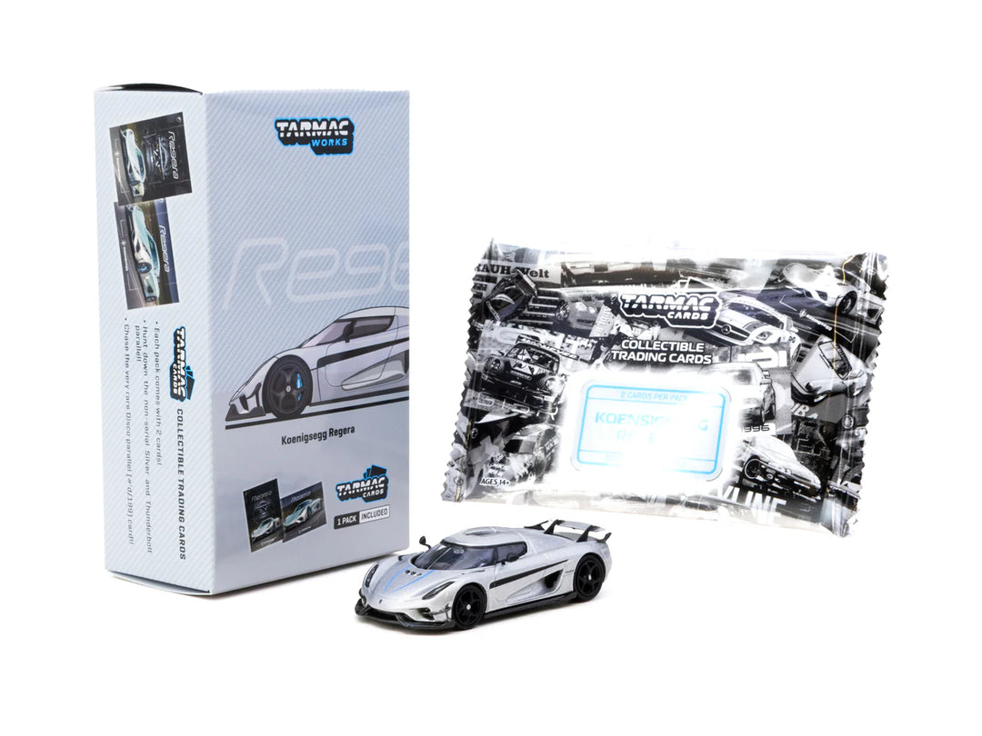 Tarmac Works 1:64 Koenigsegg Regera Silver Metallic/Blue Accents T64G-TL017-SL