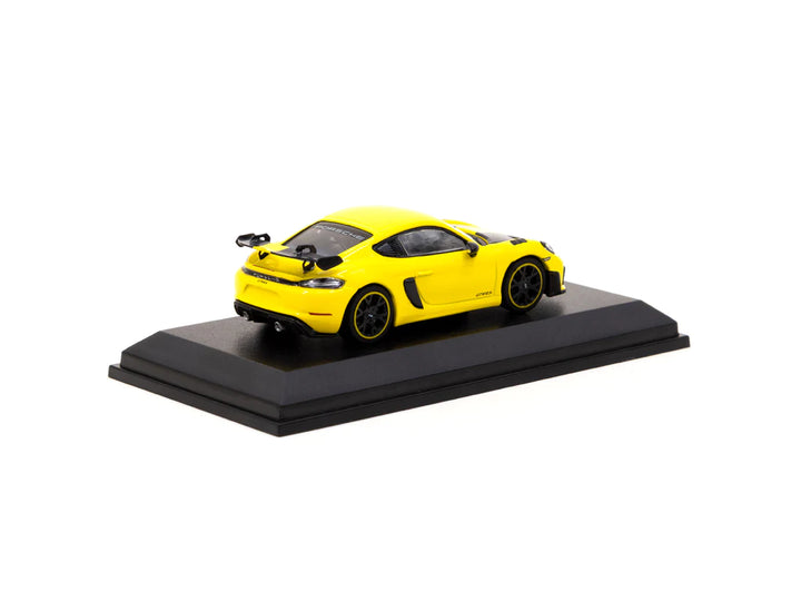 Tarmac Works X MINICHAMPS 1:64 Porsche Cayman GT4 RS Racing Yellow Hobby Expo China 2023 Special Edition T64MC-004-YL Rear