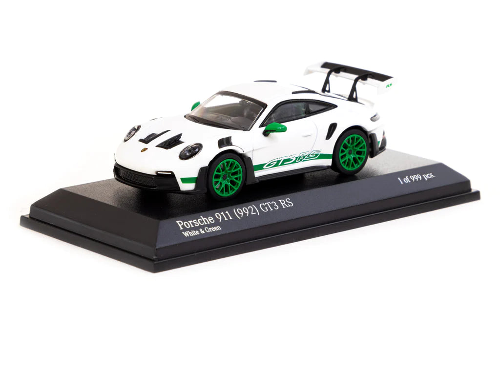 Minichamps X Tarmac Works 1/64 Porsche 911 (992) GT3 RS White / Green