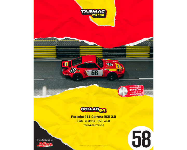 [Preorder] Tarmac Works x Schuco 1:64 Porsche 911 Carrera RSR 3.0 24h Le Mans 1975 #58 – Red T64S-024-75LM58