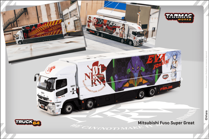 Tarmac Works 1:64 Mitsubishi Fuso Super Great EVA Racing Transporter T64T-TL001-EVA