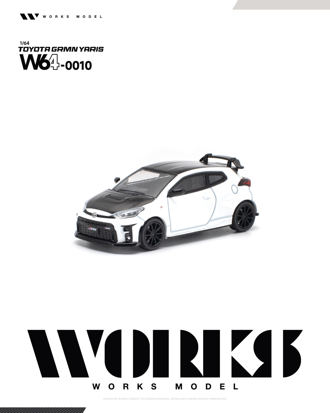[Preorder] Works Model 1:64 Toyota Grmn Yaris Whtie W640010