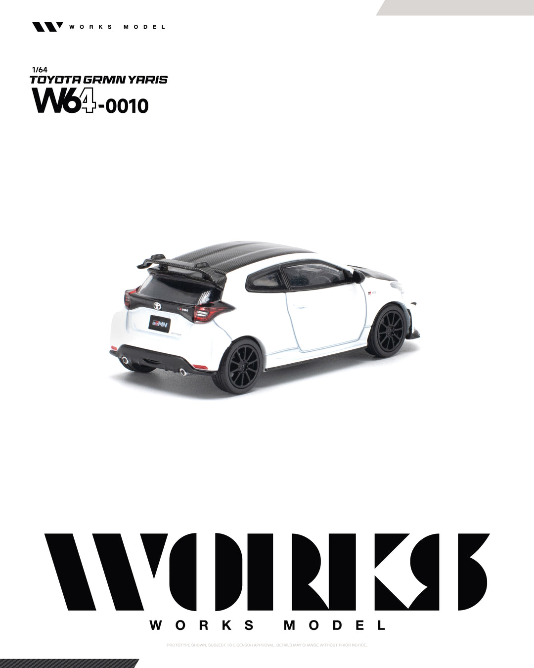 [Preorder] Works Model 1:64 Toyota Grmn Yaris Whtie W640010