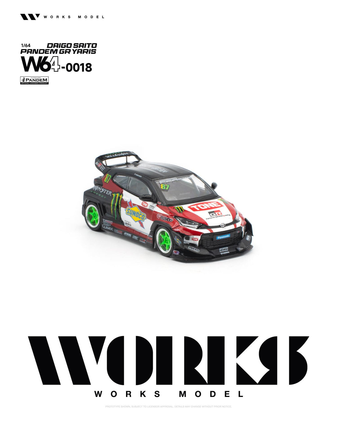 [Preorder] Works Model 1:64 Pandem GR Yaris Daigo Saito W640018