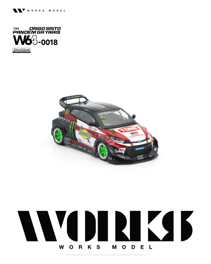 [Preorder] Works Model 1:64 Pandem GR Yaris Daigo Saito W640018