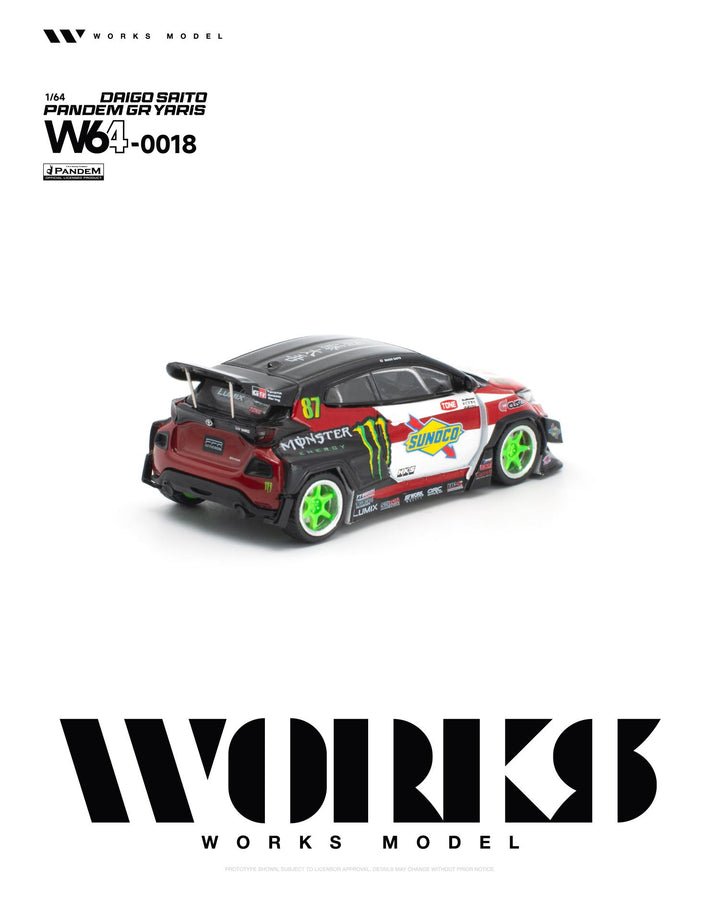 [Preorder] Works Model 1:64 Pandem GR Yaris Daigo Saito W640018