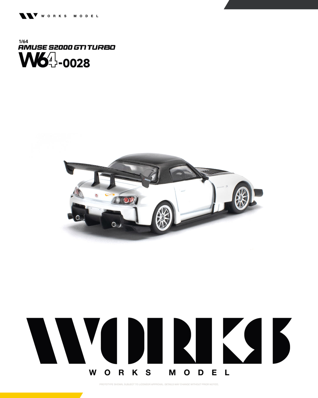[Preorder] Works Model 1:64 Amuse S2000 GT1 Turbo White W640028