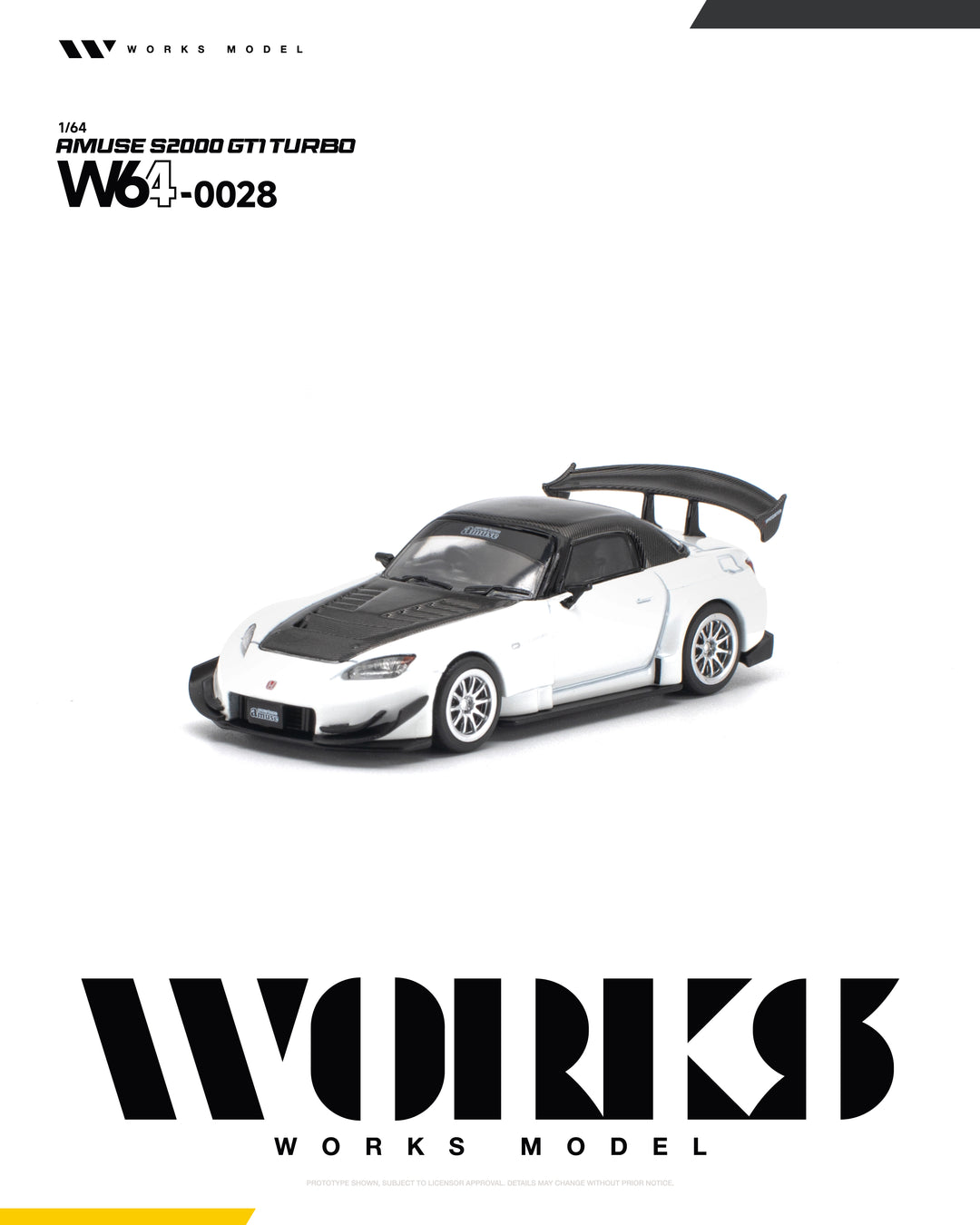 [Preorder] Works Model 1:64 Amuse S2000 GT1 Turbo White W640028
