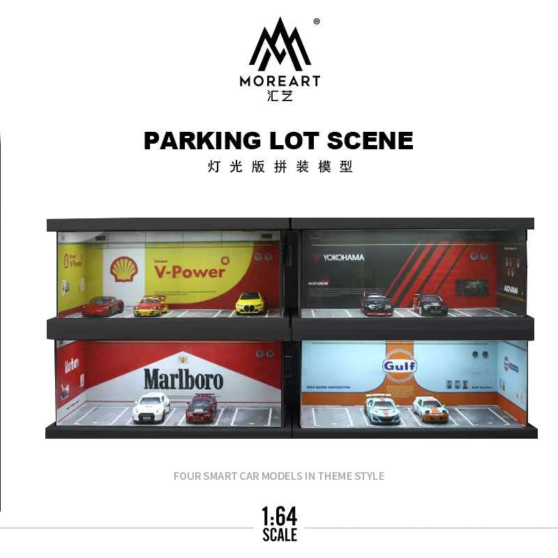 MoreArt 1:64 Parking Lot Diorama SHELL/ ADVAN/ MARLBORO/ GULF MO960101/ MO960102/ MO960103/ MO960104