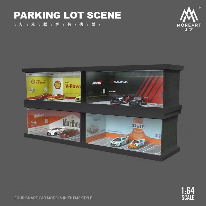 MoreArt 1:64 Parking Lot Diorama SHELL/ ADVAN/ MARLBORO/ GULF MO960101/ MO960102/ MO960103/ MO960104