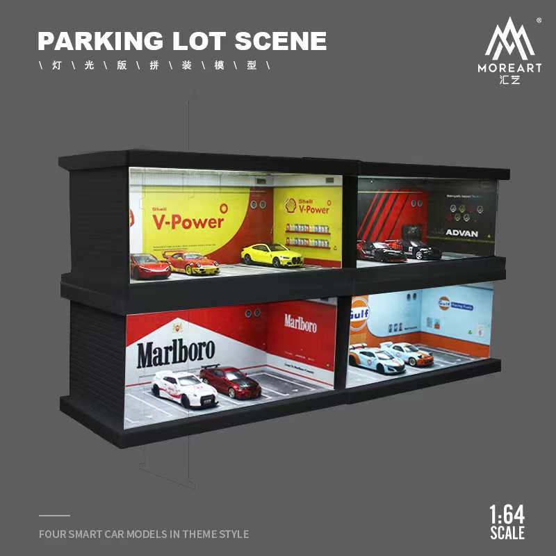 MoreArt 1:64 Parking Lot Diorama SHELL/ ADVAN/ MARLBORO/ GULF MO960101/ MO960102/ MO960103/ MO960104