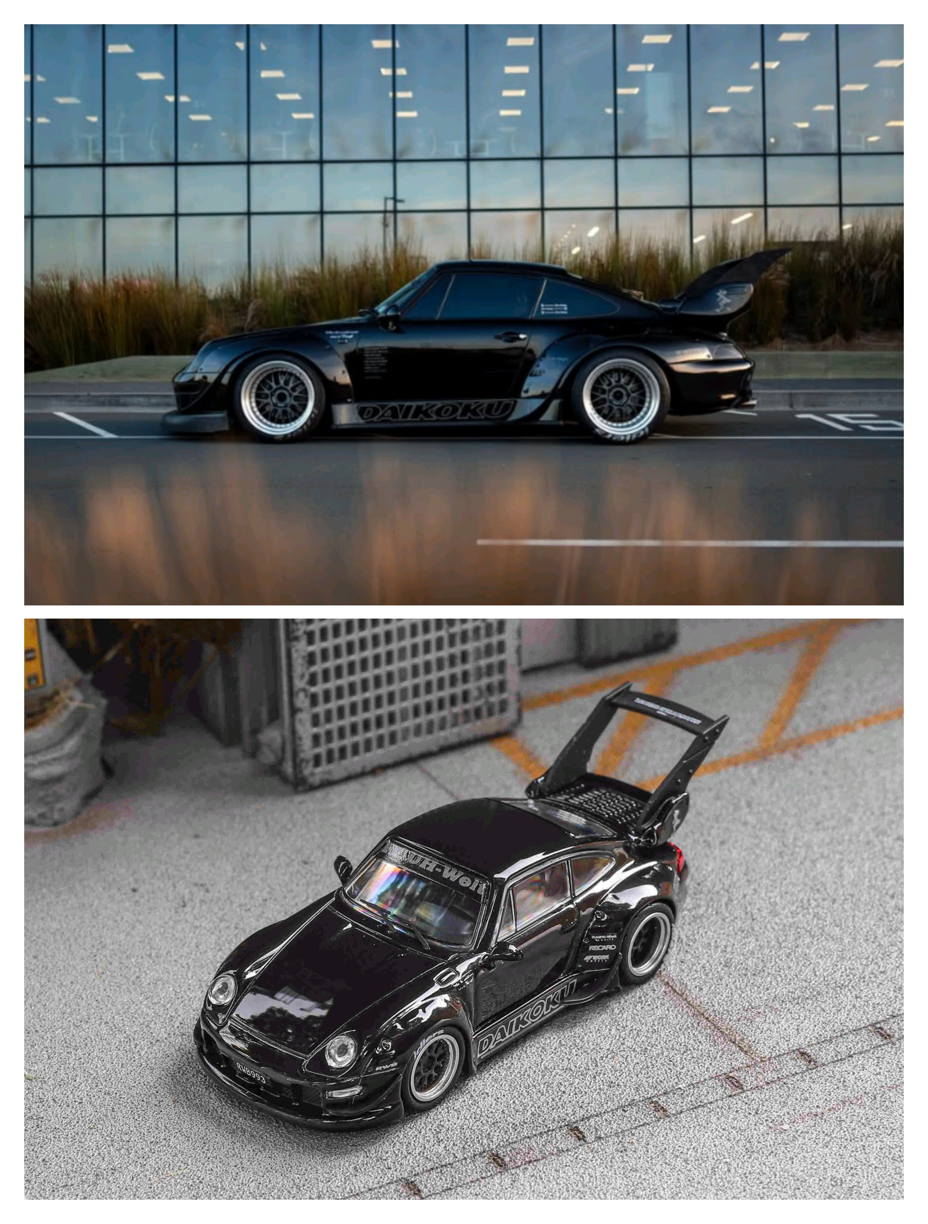 Star Model 1/64 RWB 993 ホットウィール Star Model 1:64 RWB 993 High Wing Black / Silver (2 Variant