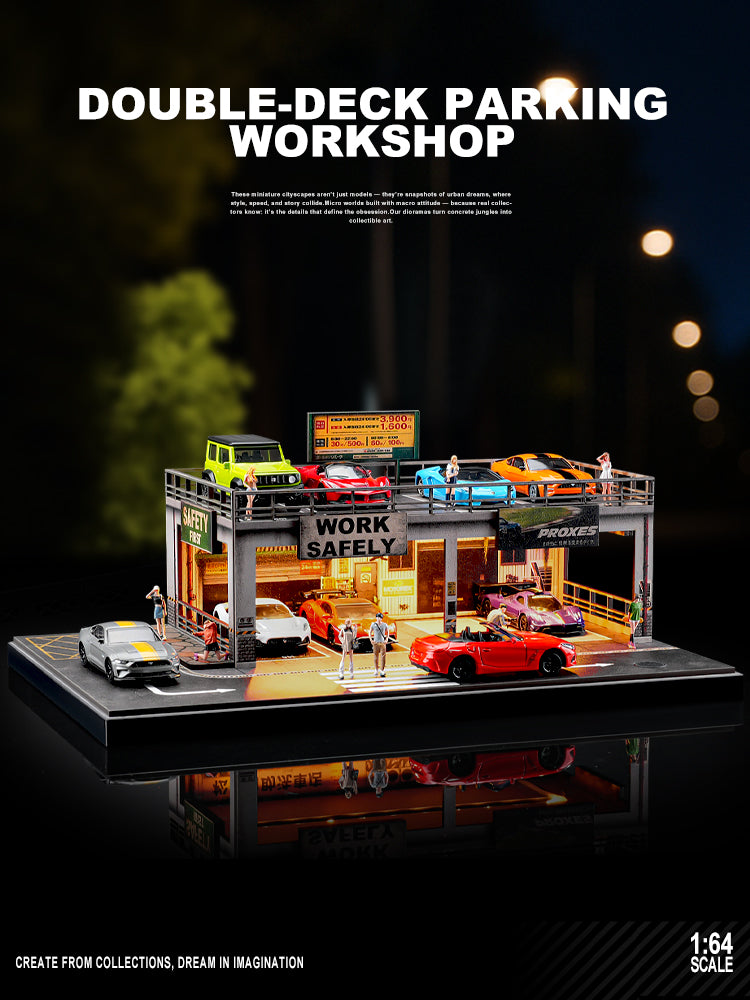 SHOU CANG JIA 1:64 SafeWork DOUBLE-DECK PARKING WORKSHOP SCJ-82042