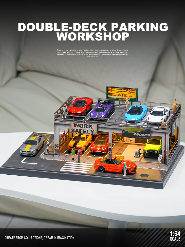 SHOU CANG JIA 1:64 SafeWork DOUBLE-DECK PARKING WORKSHOP SCJ-82042