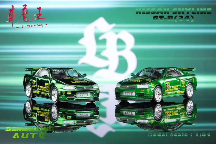 [Preorder] DEMON KING AUTO 1:64 Nissan Skyline GT-R R34 Z-Tune LBWK Transparent Green