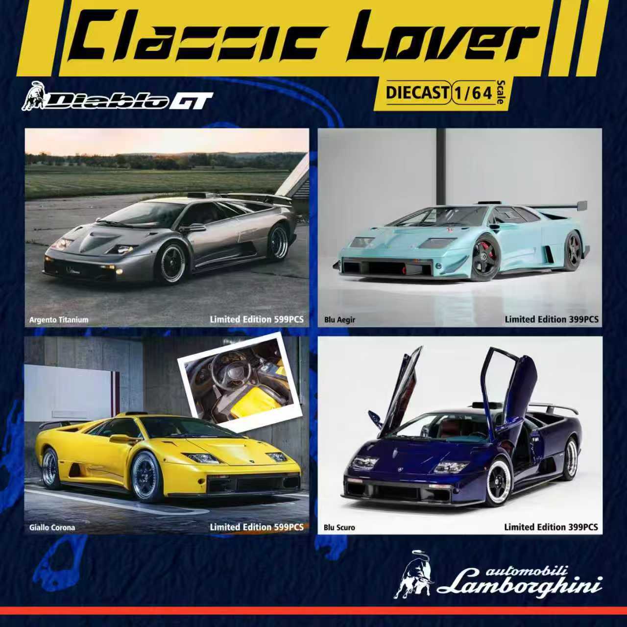 Preorder] Classic Lover 1:64 Lamborghini Diablo GT (4 Colours