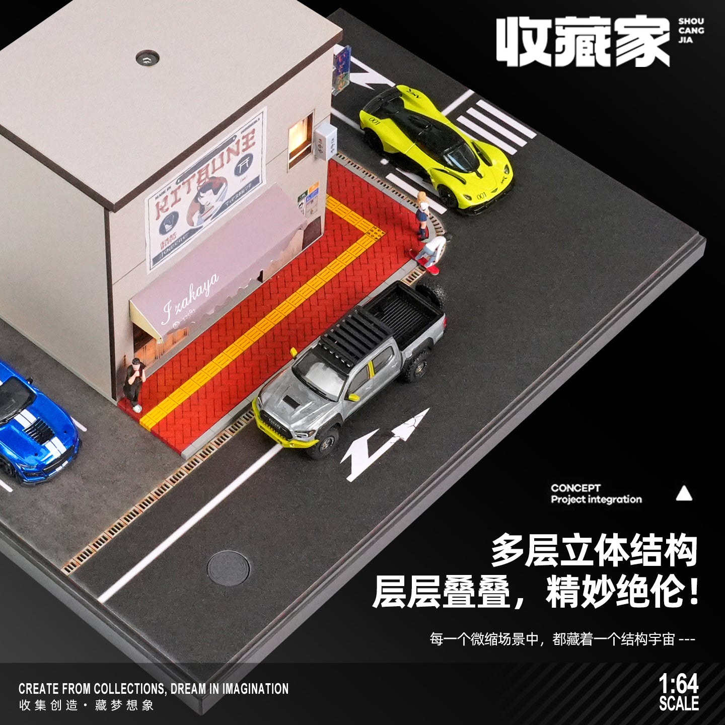 Preorder] SHOU CANG JIA 1:64 STREET CORNER SCENE WITH PERIMETER