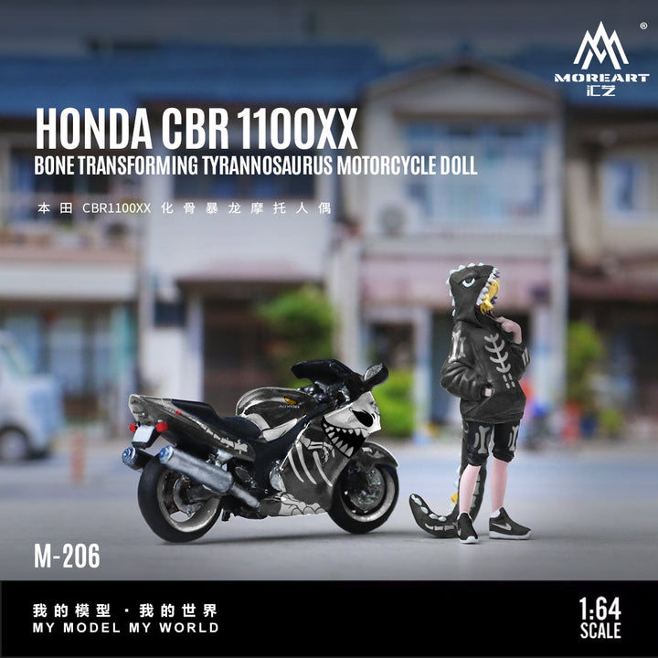 [Preorder] MoreArt 1:64 Honda CBR1100XX Dinosaur Motorcycle & Doll MO222206