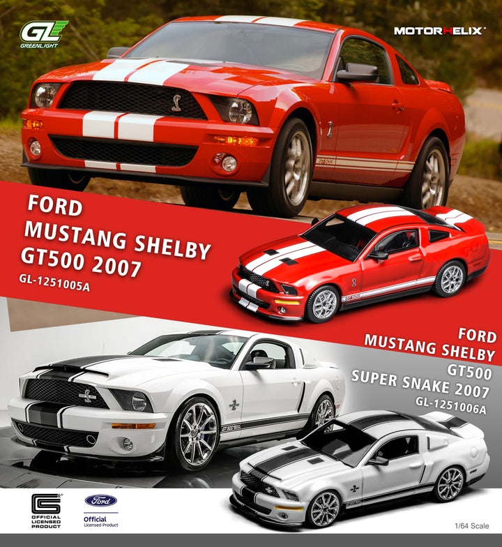 [Preorder] MOTORHELIX x GreenLight 1:64 Ford Mustang Shelby GT500 2007 (2 Colours)