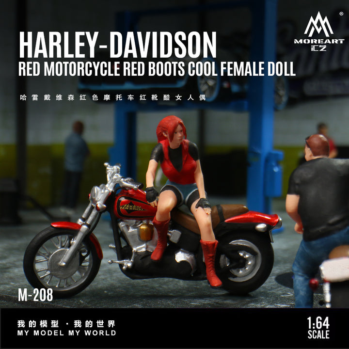 [Preorder] MoreArt 1:64 Harley Davidson Red Motorcycle and Doll MO222208