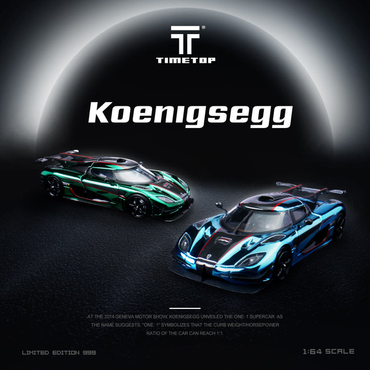 [Preorder] Time Top 1:64 Koenigsegg One:1 Chrome Blue/ Green (2 Colours)