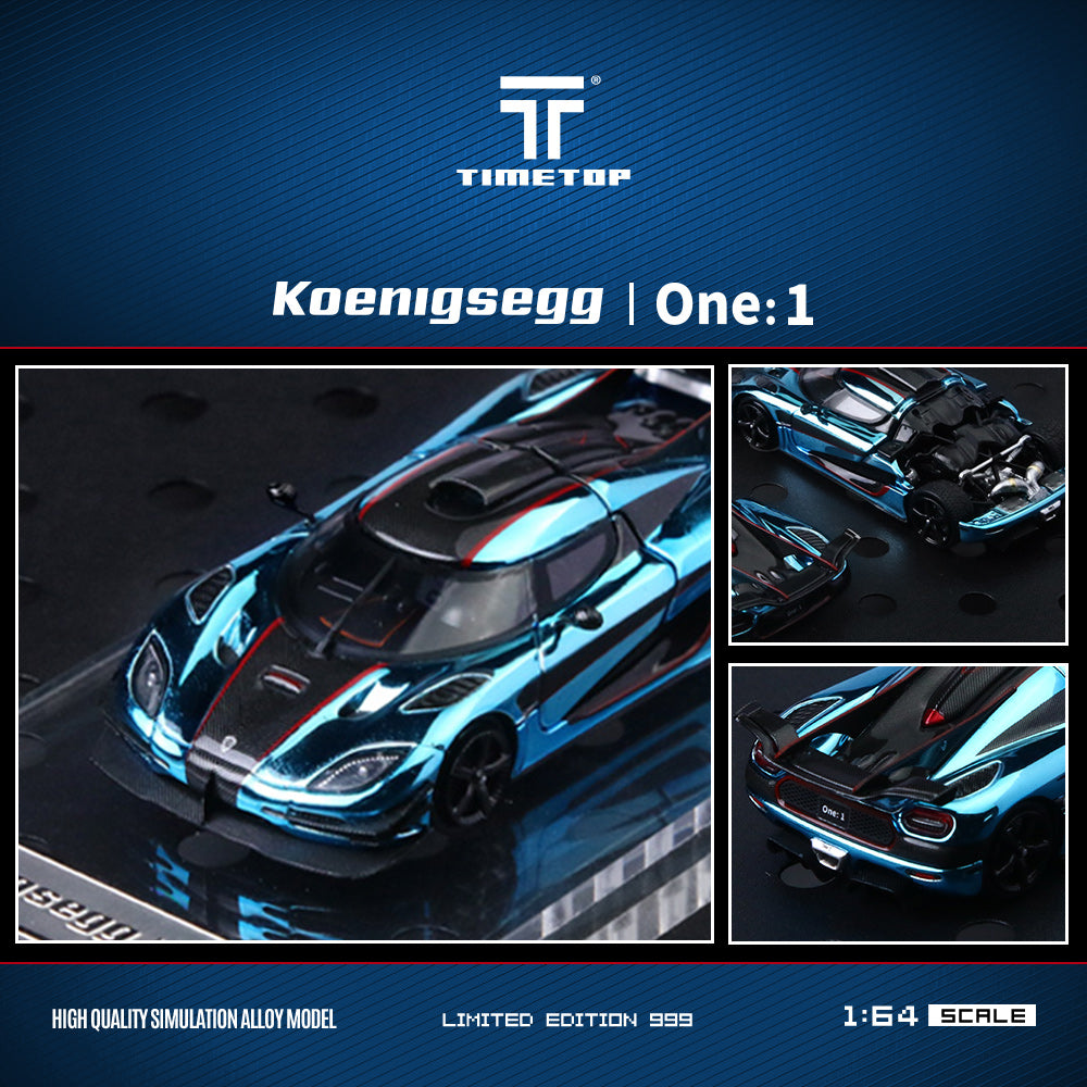 [Preorder] Time Top 1:64 Koenigsegg One:1 Chrome Blue/ Green (2 Colours)
