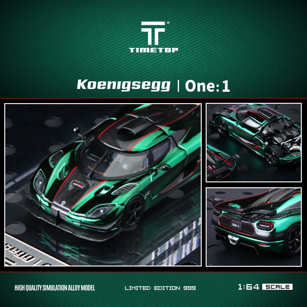 [Preorder] Time Top 1:64 Koenigsegg One:1 Chrome Blue/ Green (2 Colours)