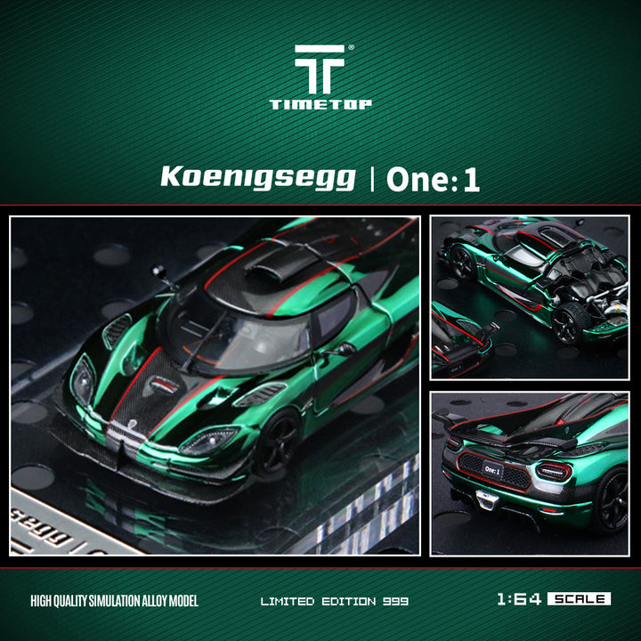 [Preorder] Time Top 1:64 Koenigsegg One:1 Chrome Blue/ Green (2 Colours)