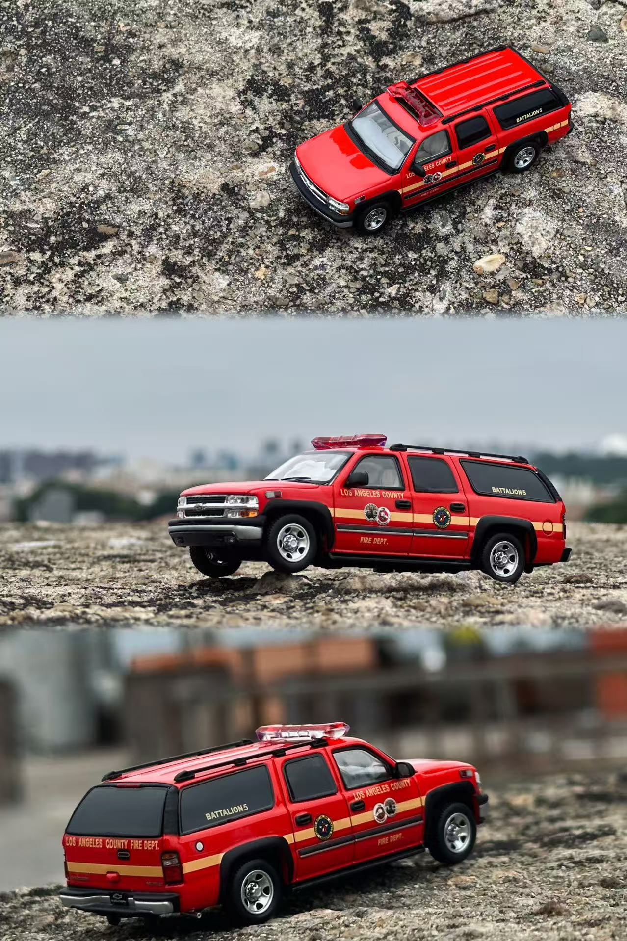 MK Miniatures 1:64 2003 Chevrolet Suburban Los Angeles Fire Truck