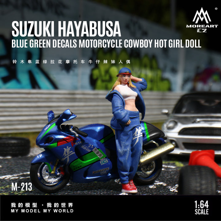 [Preorder] MoreArt 1:64 Suzuki Hayabusa Motorcycle and Girl MO222213