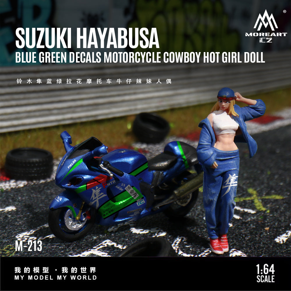 [Preorder] MoreArt 1:64 Suzuki Hayabusa Motorcycle and Girl MO222213