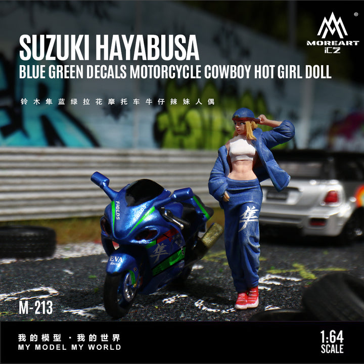 [Preorder] MoreArt 1:64 Suzuki Hayabusa Motorcycle and Girl MO222213