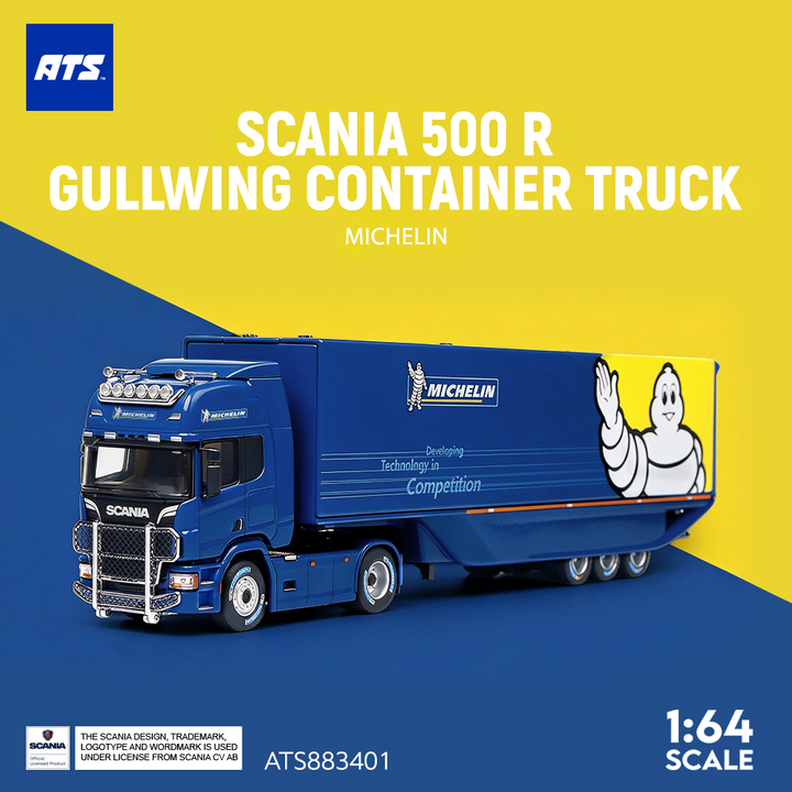 [Preorder] ATS Model 1:64 Scania 500 R Gullwing Container Truck Michelin ATS883401