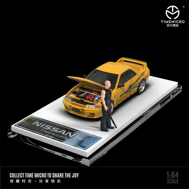 TimeMicro 1:64 Nissan Skyline GT-R R32 Yellow Doll Version TM644122-1